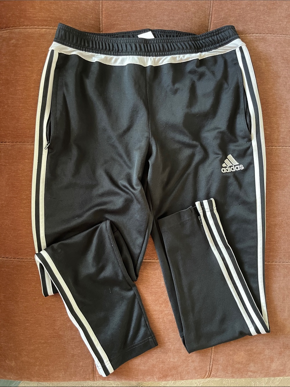 adidas Black Track Joggers with White Stripes